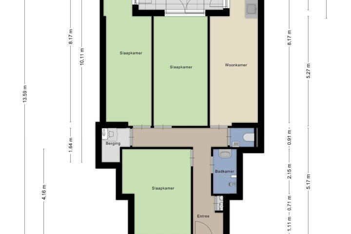 Plattegrond – Rembrandtstraat 1 A, Delft