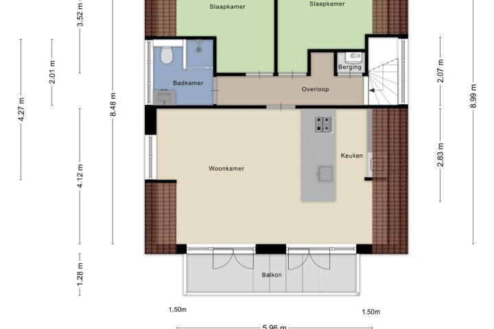 Plattegrond – Rembrandtstraat 1 B3, Delft
