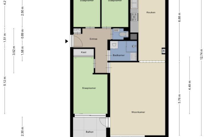 Plattegrond – Rhenenhof 72, Amsterdam