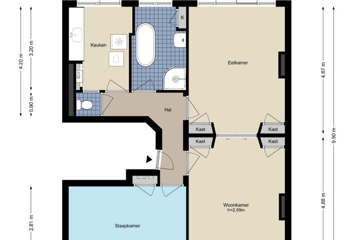 Plattegrond – Rijnstraat 12 2, Amsterdam