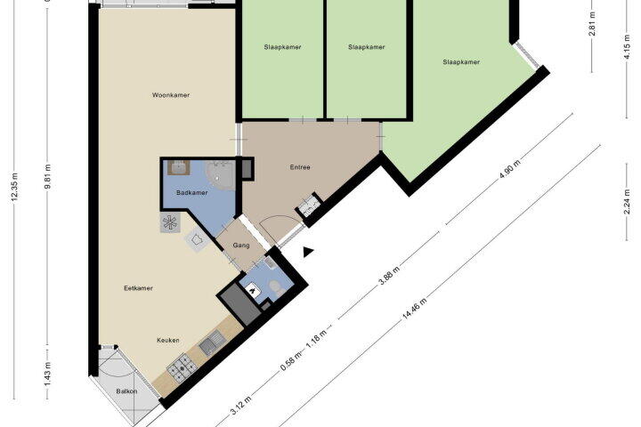 Plattegrond – Riouwstraat 122, Amsterdam