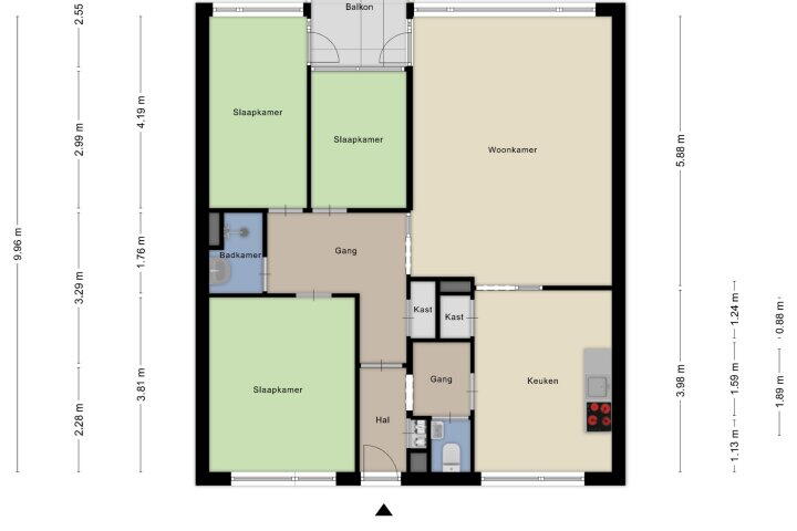 Plattegrond – Roelof Kranenburgplein 28, Tilburg