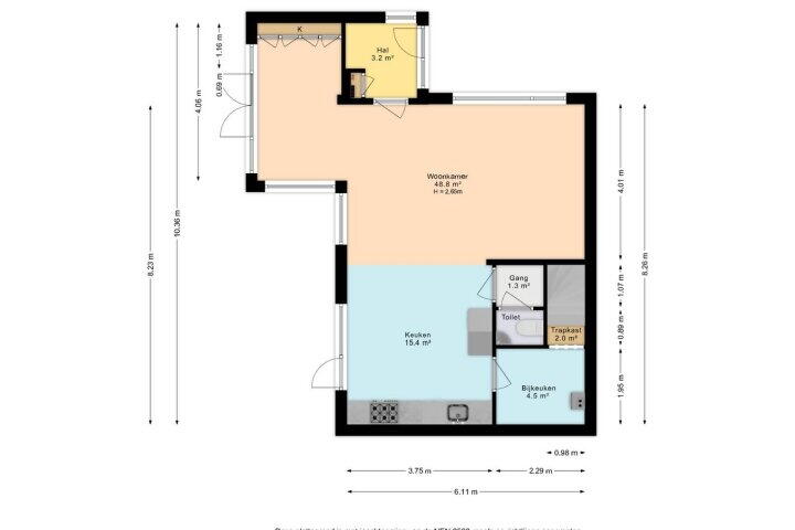 Plattegrond – Rozentuin 106, Voorburg