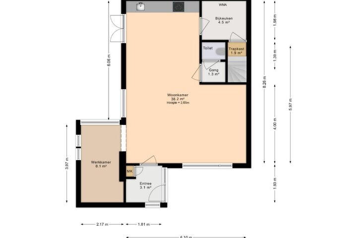 Plattegrond – Rozentuin 252, Voorburg