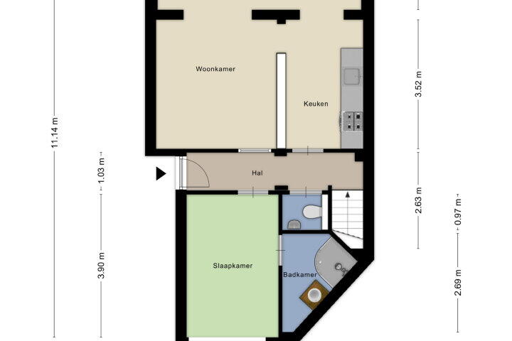 Plattegrond – Ruisdaelstraat 23 A, Nijmegen