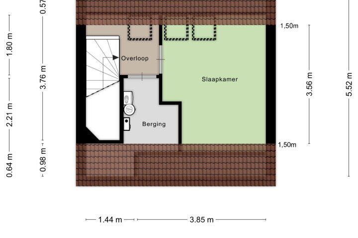 Plattegrond – Ruusbroecstraat 24 D, Nijmegen