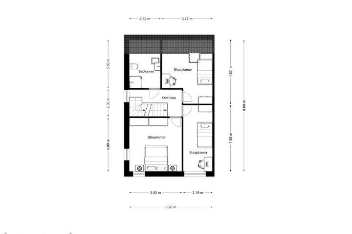 Plattegrond – Saffier 12, Drachten