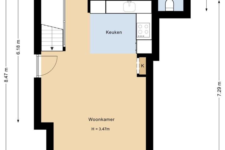 Plattegrond – Schiekade 628 B, Rotterdam