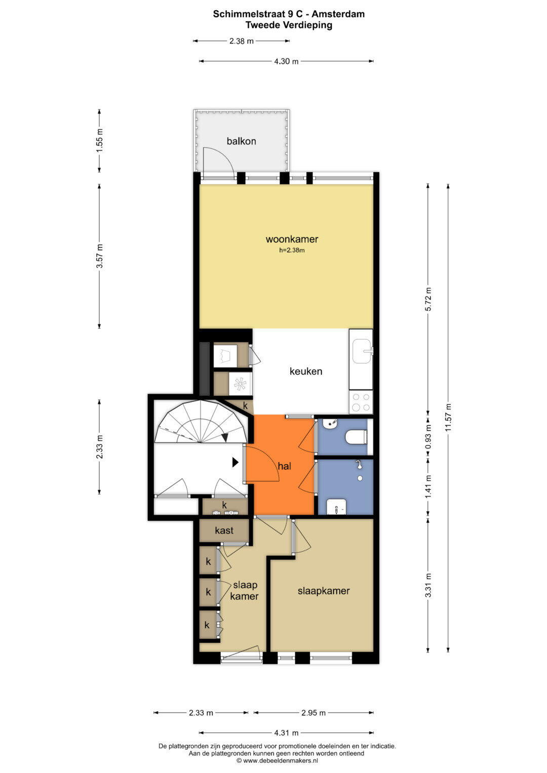 Plattegrond 2 - Schimmelstraat 9 C, Amsterdam