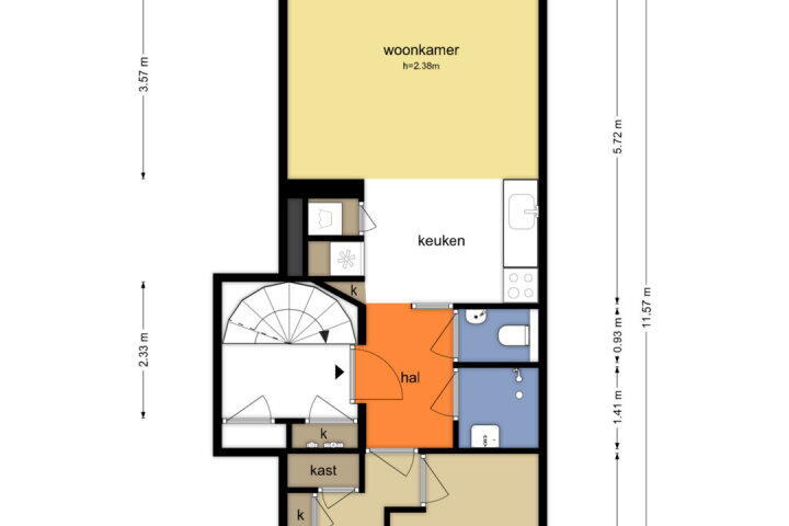 Plattegrond – Schimmelstraat 9 C, Amsterdam