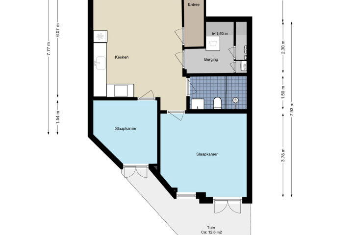 Plattegrond – Schipbeekstraat 21 H, Amsterdam
