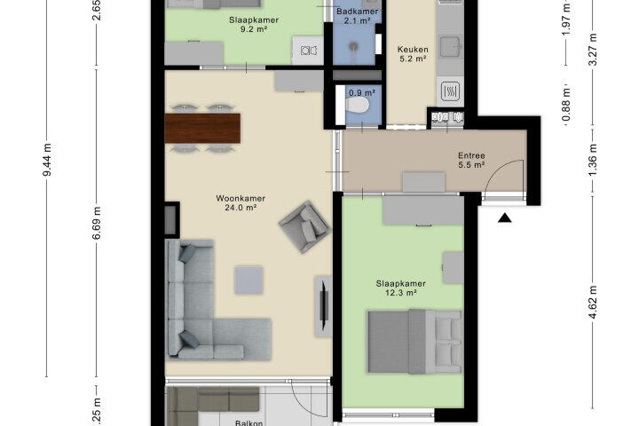Plattegrond – Schubertlaan 6 A, Roosendaal