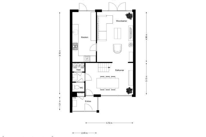 Plattegrond – S.H.de Rooshof 25, Drachten