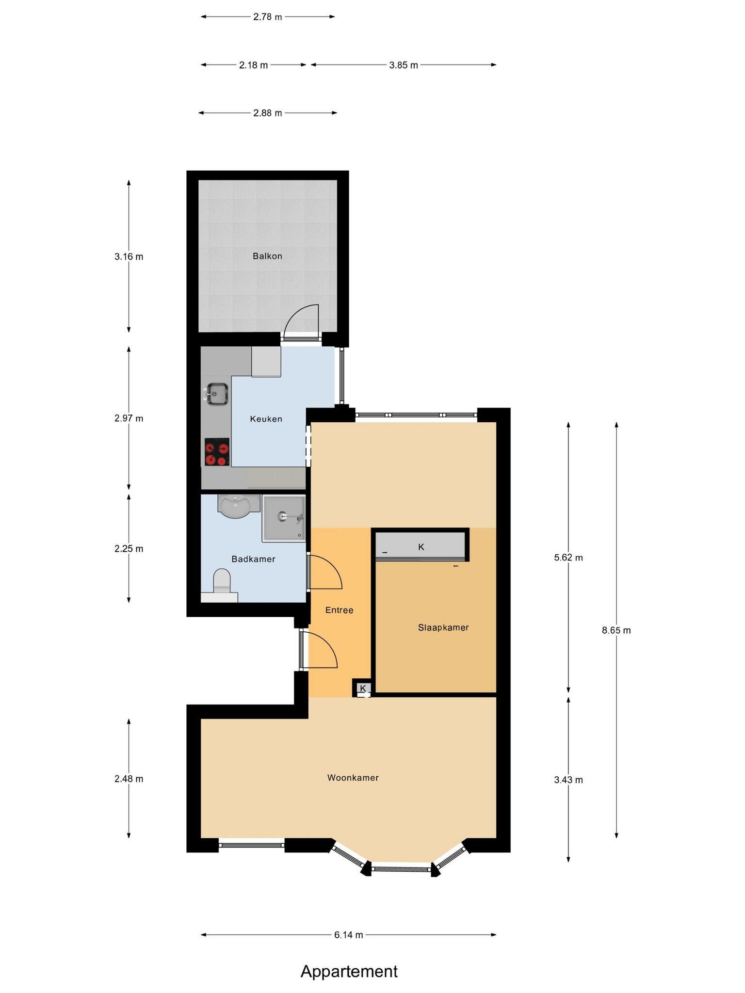 Plattegrond 1 - Singel 304, Vlissingen