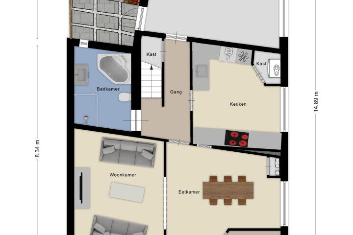 Plattegrond – Sint Josephstraat 55, Roosendaal