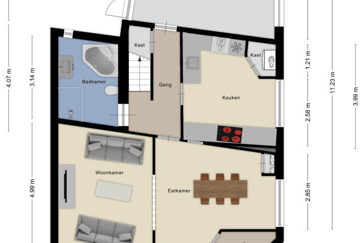 Plattegrond – Sint Josephstraat 55, Roosendaal