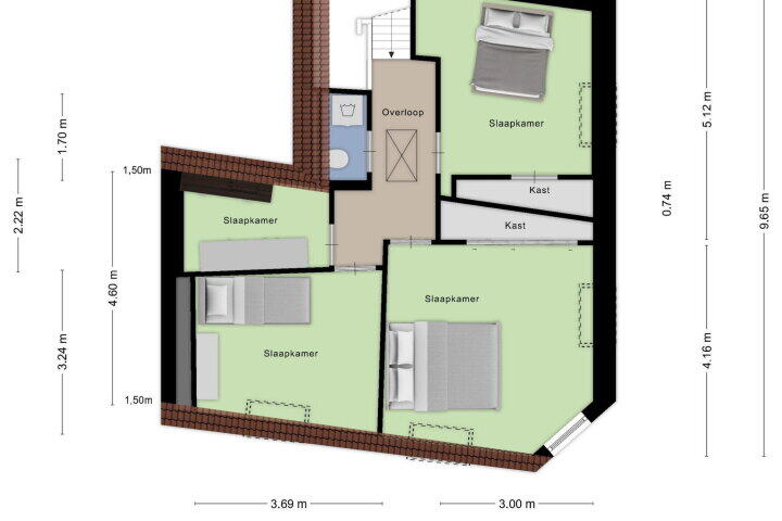 Plattegrond – Sint Josephstraat 55, Roosendaal