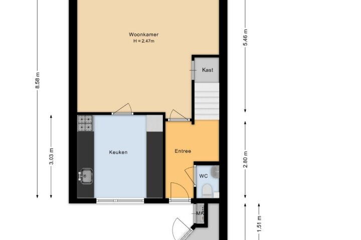 Plattegrond – Snelleveldstraat 54, Amsterdam