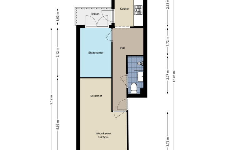 Plattegrond – Spaarndammerstraat 20 F, Amsterdam