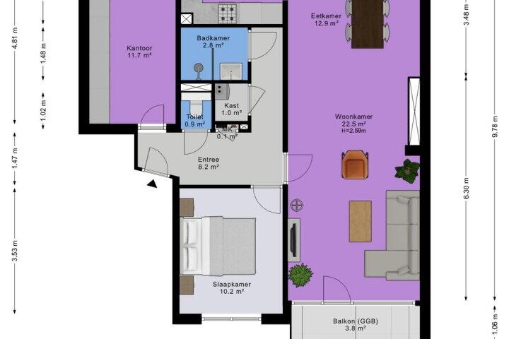Plattegrond – Spieghelstraat 145, Groningen