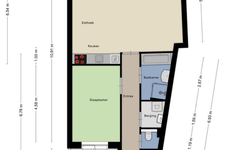 Plattegrond – Spoorstraat 8 C, Wijchen