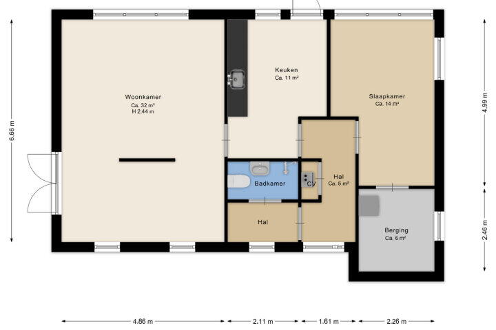 Plattegrond – Stationsstraat 28 A 6, Hooghalen