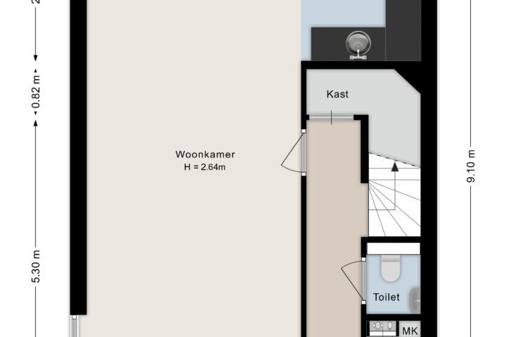 Plattegrond – Steenwijkerdiep 30 A, Steenwijk