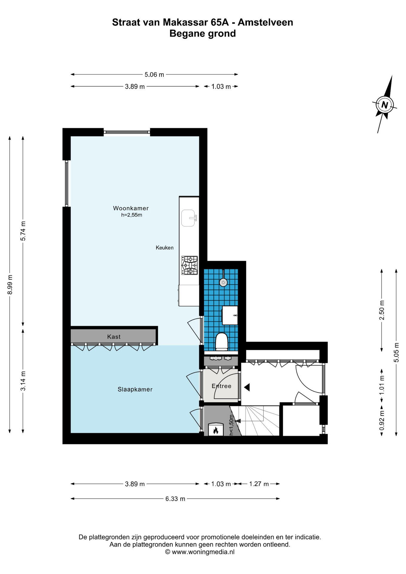 Plattegrond 1 - Straat van Makassar 65 A, Amstelveen