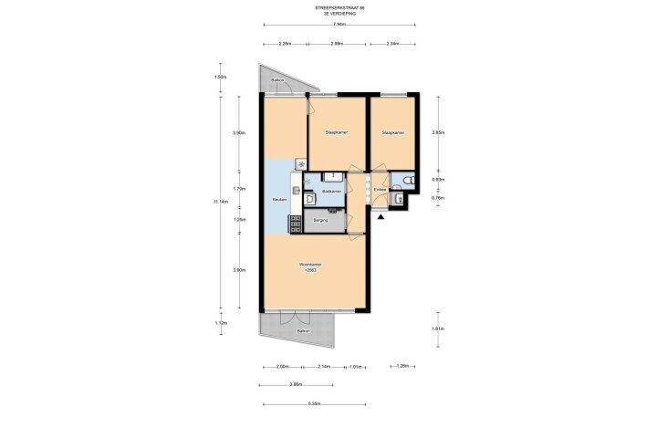 Plattegrond – Streefkerkstraat 86, Amsterdam