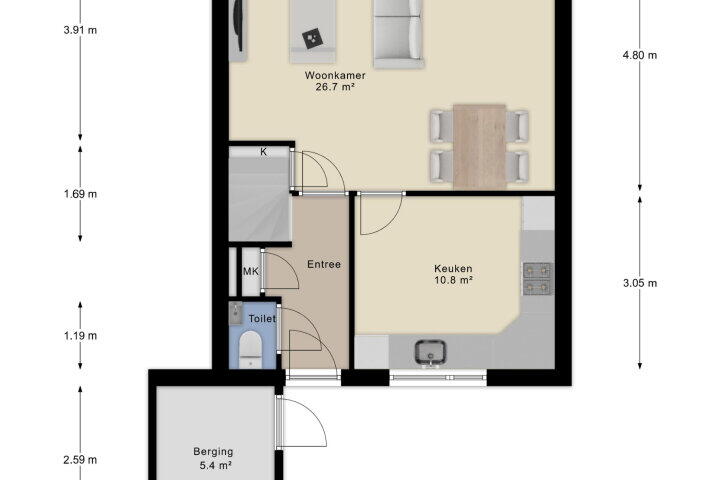 Plattegrond – Susterenhof 55, Arnhem