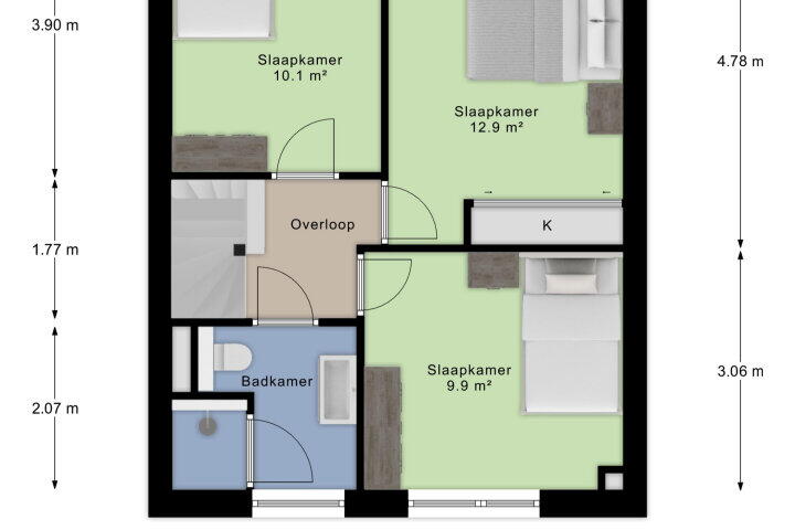 Plattegrond – Susterenhof 55, Arnhem