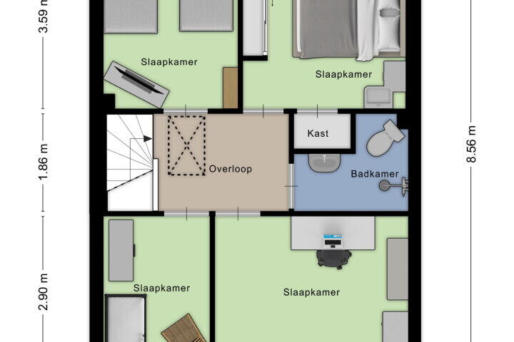 Plattegrond – Talmastraat 107, Waalwijk