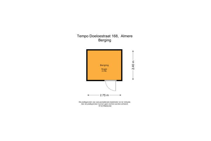 Plattegrond – Tempo Doeloestraat 168, Almere