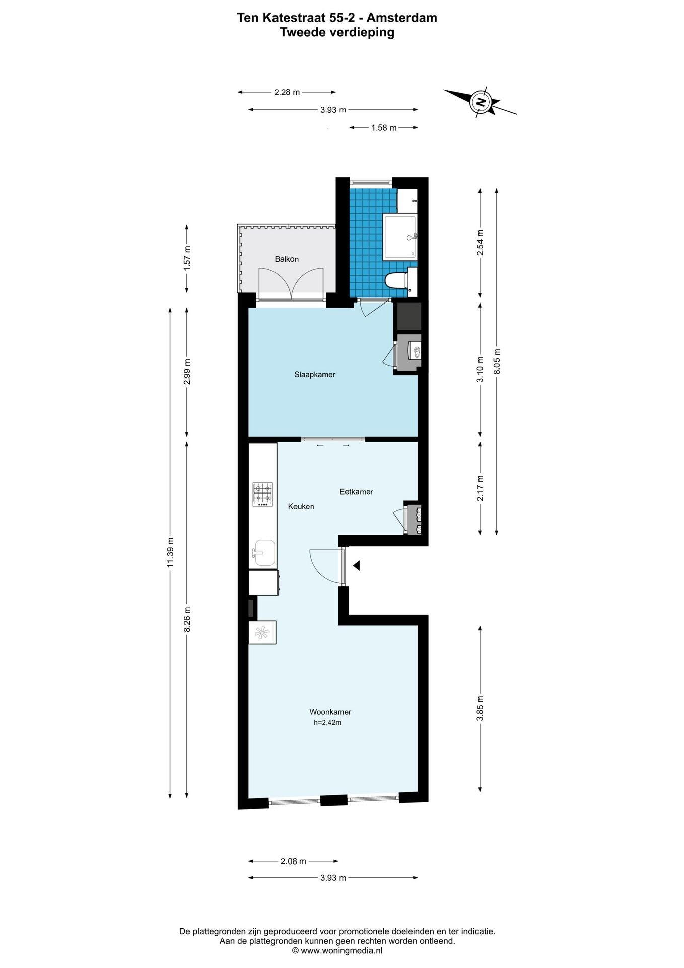 Plattegrond 1 - Ten Katestraat 55 2, Amsterdam