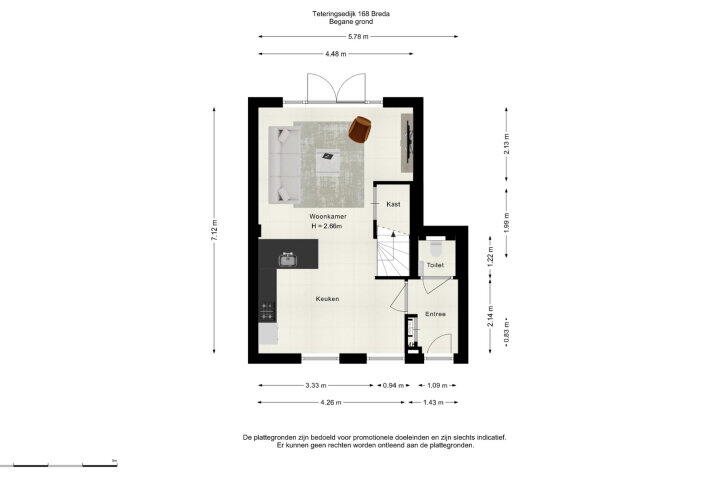 Plattegrond – Teteringsedijk 168 E, Breda