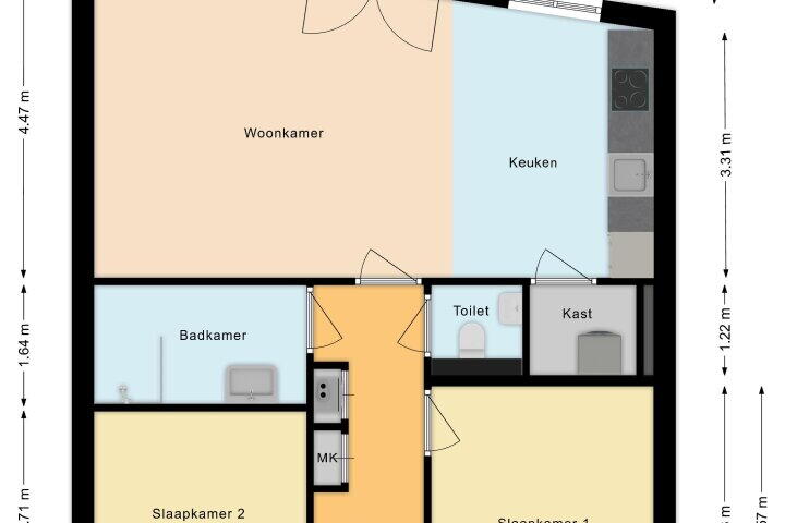 Plattegrond – Theo van Doesburghof 60, Diemen