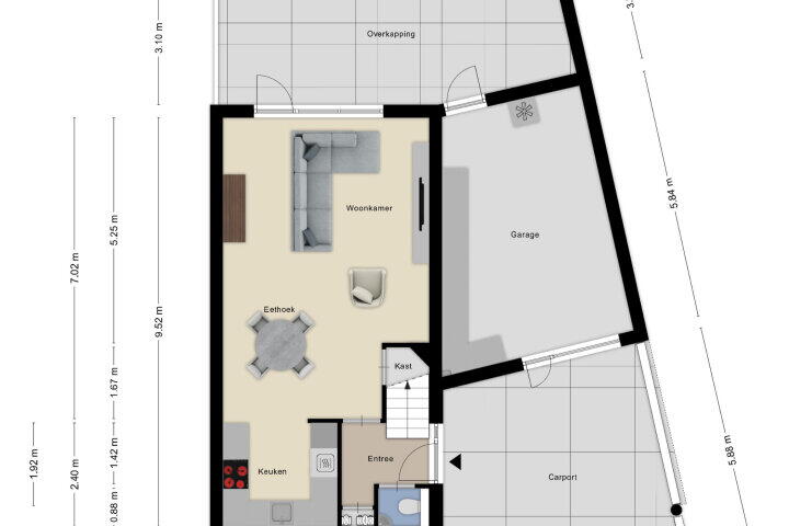 Plattegrond – Thorbeckelaan 188 A, Roosendaal
