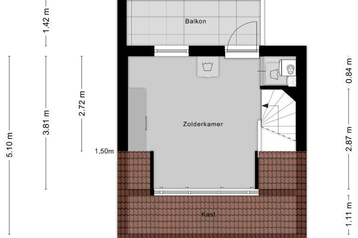Plattegrond – Thorbeckelaan 188 A, Roosendaal