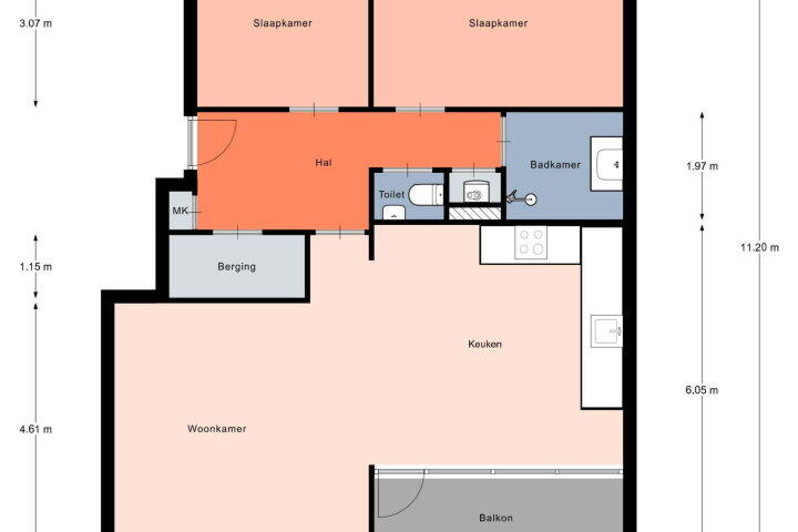 Plattegrond – Tolberterstraat 63 E, Leek