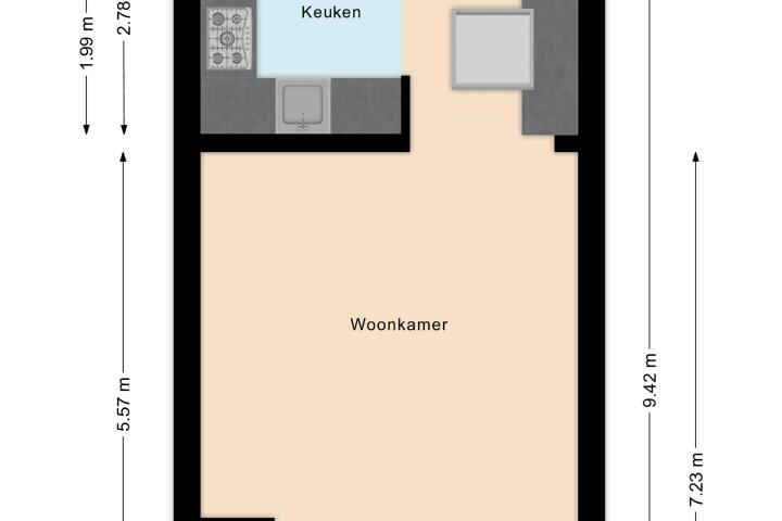 Plattegrond – Tolstraat 2 B, Alphen aan den Rijn