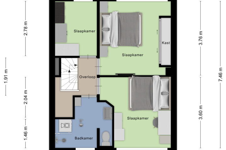 Plattegrond – Toussaintlaan 38, Roosendaal