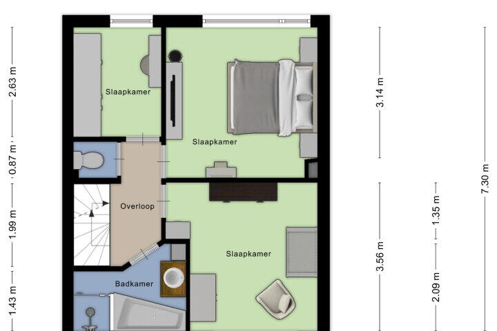 Plattegrond – Toussaintlaan 52, Roosendaal