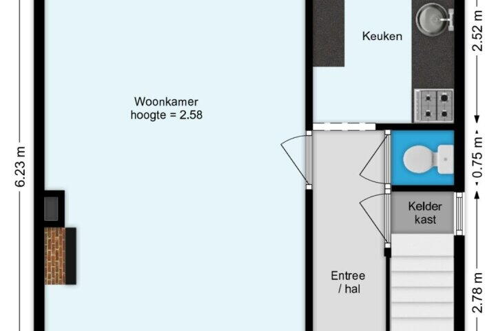 Plattegrond – Troelstrastraat 70, Hardinxveld-Giessendam
