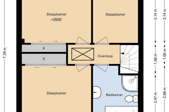 Plattegrond – Trompstraat 42, Veghel