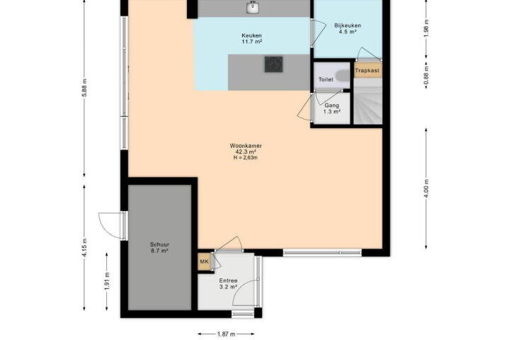 Plattegrond – Tulpentuin 311, Voorburg