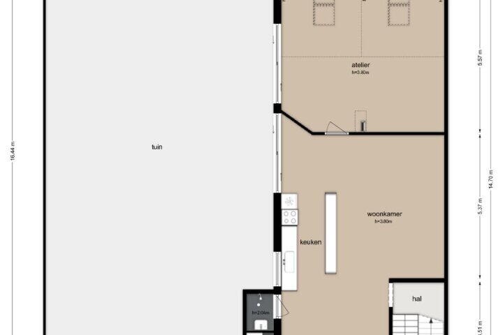 Plattegrond – Tweede Leeghwaterstraat 5 A, Amsterdam