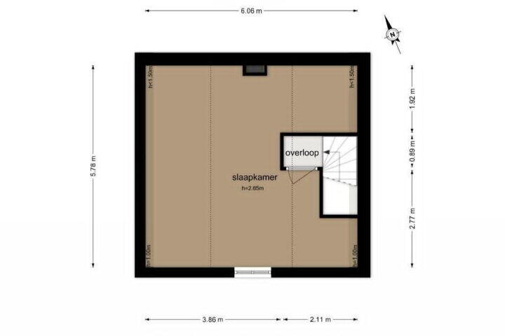Plattegrond – Tweede Leeghwaterstraat 5 A, Amsterdam