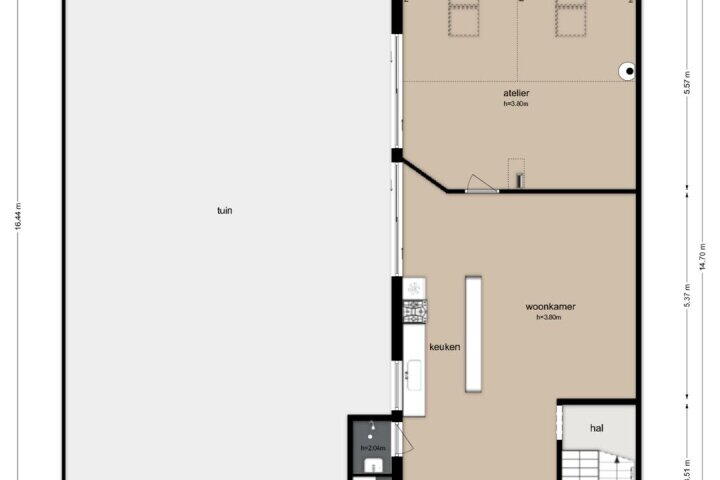 Plattegrond – Tweede Leeghwaterstraat 5 A, Amsterdam