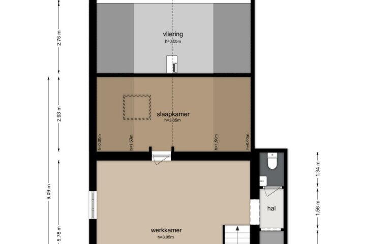 Plattegrond – Tweede Leeghwaterstraat 5 A, Amsterdam
