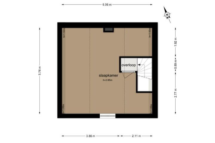Plattegrond – Tweede Leeghwaterstraat 5 A, Amsterdam
